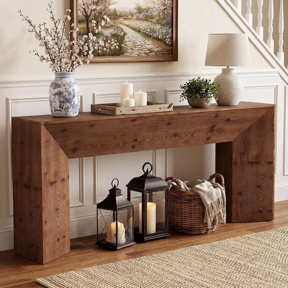 Finmind Solid Wood Console Table, Narrow Entryway Table, Hallway