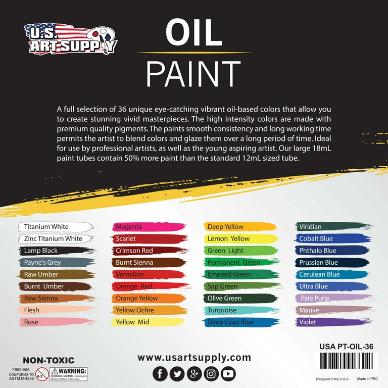 36 Color Art Oil Paint In Large 18Ml Tubes Bonus Color Mixing Wheel — U.S.  Art Supply