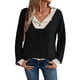 thumbnail image 3 of Camisetas de Larga de Moda de Otoño para Mujer, Sudaderas con Cuello en V y Botones de Patchwork, Tops Casuales Tipo Pulóver Negro M, 3 of 9