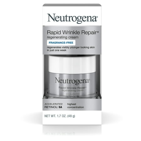 Neutrogena Rapid Wrinkle Repair Hyaluronic Acid & Retinol Face Cream, 1.7 (Best Tretinoin For Wrinkles)