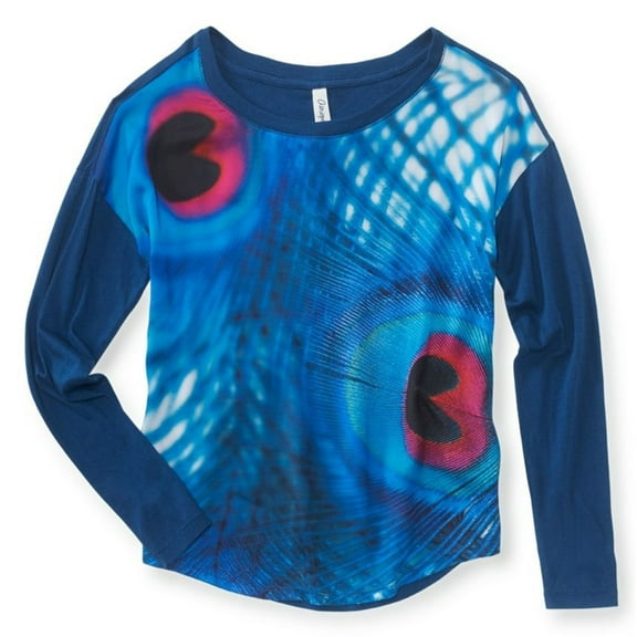 Aeropostale Womens Peacock Fe Leather Fashion Pullover Blouse, Blue, Juniors, X-Small