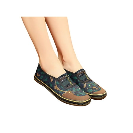 

Avamo Women s Flats Non-Slip Casual Shoes Slip On Loafers Womens Boat Shoe Ladies Slip-Resistant Comfort Espadrille Green 4.5