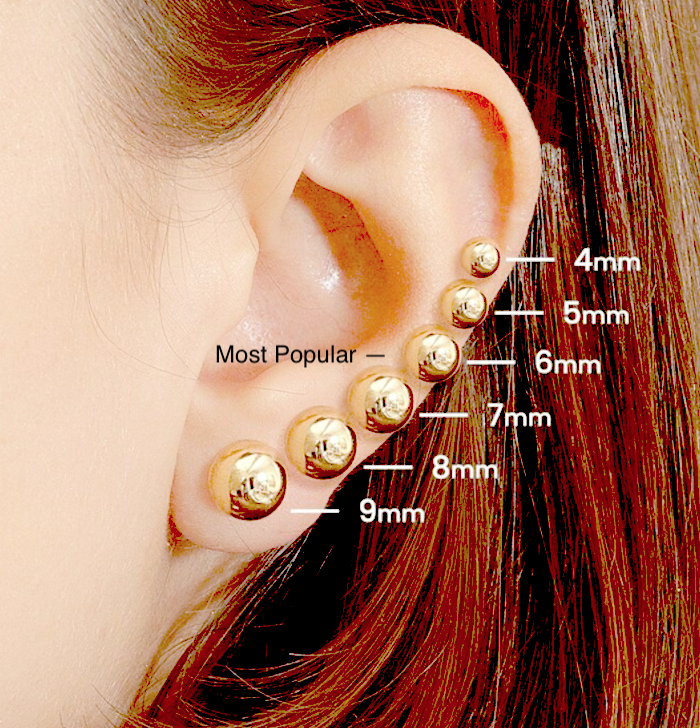 Discover more than 75 gold ball earring size chart super hot esthdonghoadian