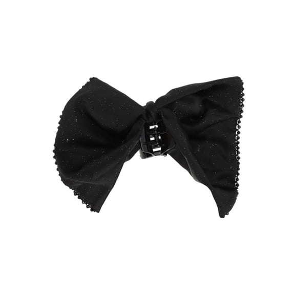 Unique Bargains 1 Pc Elegant Rhinestones Double Layer Bow Hair Clips Black