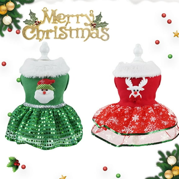 shenmeida Christmas Dog Costume Xmas Pet Costume for Small Medium Dogs Red Santa Claus Clothes Winter Warm Pet Festival Party Dressing
