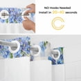 thumbnail image 2 of Blue Flowers No Hooks Shower Curtain with Snap-in Liner Easter Rabbits Vintage Plaid Spring Plant Shower Curtains for Bathroom, Waterproof, Easy Install, Washable 48"x72", 2 of 9