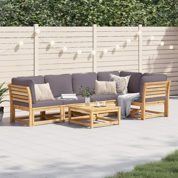 vidaXL 6 Piece Patio Lounge Set with Cushions Solid Wood Acacia