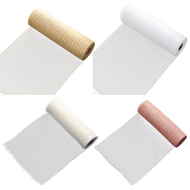 Cinta de malla navideña de 10 yardas, malla decorativa multiusos para árbol de corona de bricolaje (dorado)
