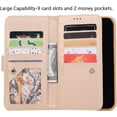 thumbnail image 2 of Wallet Case for iPhone 11 Pro 5.8 inch 2019,Magnetic Handbag Zipper Pocket PU Leather Flip with 9 Card Slots and Wrist Strap Folio TPU Inner Stand Case - Gold, 2 of 14