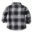 thumbnail image 2 of Scyoekwg Fall Toddler Baby Boys Plaid Shirts Jackets Button Lapel Long Sleeve Shirts Fashion Lattice Pattern Print Blouses (Purple,4-5Years), 2 of 8