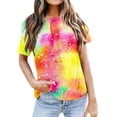 thumbnail image 2 of Trendfront Womens Tie Dye Shirt Neon Graphic T Shirts Fashion Short Sleeve Tops Summer Crewneck Tee Casual Stylish Retro Daily Streetwear, 2 of 4