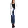 thumbnail image 2 of Suéter largo de cárdigan INSPIRE CHIC para mujer, de manga larga, abierto al frente, ligero, tejido, XS, blanco, 2 of 6