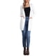 thumbnail image 2 of Suéter largo de cárdigan INSPIRE CHIC para mujer, de manga larga, abierto al frente, ligero, tejido, XS, blanco, 2 of 6