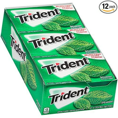 Spearmint Sugar Free Gum - 12 Packs (168 Pieces Total), Get close-up confidence with Trident Sugar Free gum, the easy way to freshen breath and help.., By