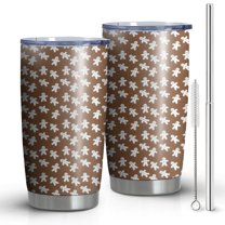 20oz Tumblers Brown Christmas Gingerbread Pattern Stainless Steel Vacuum Insulated Double Wall Travel Tumbler Cups Mug with Lid and Straw,Cleaning Brush for Cold & Hot Drinks