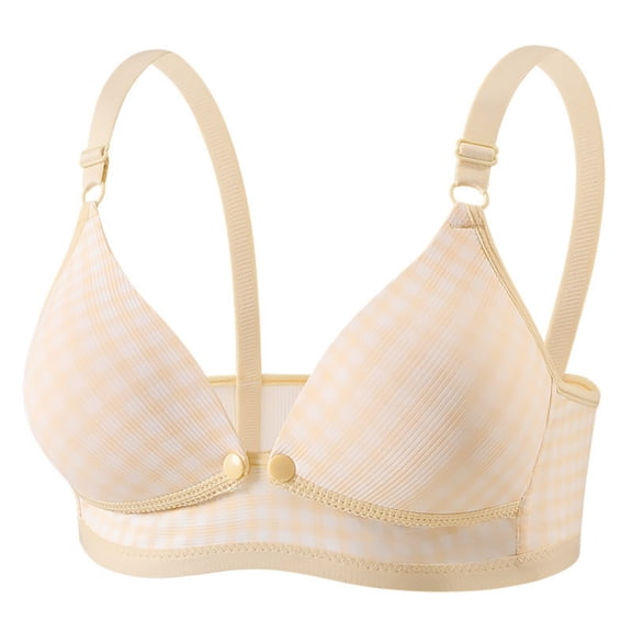 BELTNOV Women Thin Wireless Bra Comfortable Breathable Adjustable Gathering Bra for Daily Casual Wear Beige