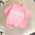 thumbnail image 4 of Little Girls Graphic Tee Heart Print Short Sleeve T-Shirt Casual Crewneck Tshirt, 4 of 5