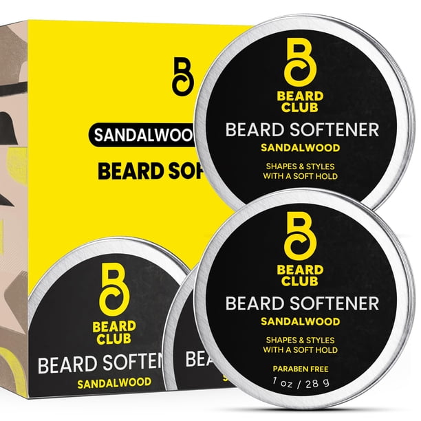 The Beard Club Mantequilla para barba de sándalo - Bálsamo acondicionador sin enjuague para hombres, suavizante e hidratante para peinar y cuidar - 2oz