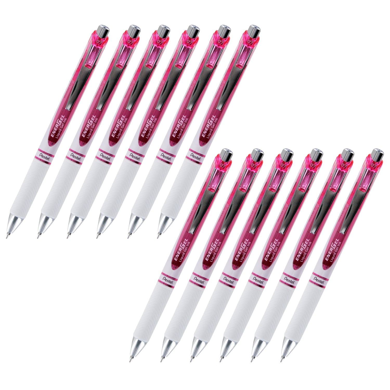 Pentel EnerGel Deluxe Pearl RTX Liquid Gel Ink Pen Set Kit, Pack of 3 with 4 Refills (Pearl Pink - 0.7mm)