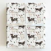 Watercolor Christmas Cows with Holly Berries Farmhouse Gift Wrapping Paper