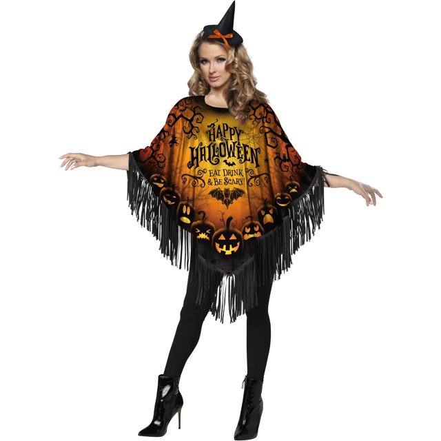 Happy Halloween Poncho Instant Adult Costume
