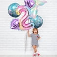 thumbnail image 4 of Kit de globos de sirena para decoración de cumpleaños, globo de mar, globo de aluminio de sirena, globos de cola de sirena para niñas (número 2), 4 of 5
