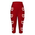thumbnail image 4 of 2DXuixsh Pantalons de Yoga pour Femmes Pantalons Décontractés Raccourcis Leggings Taille Haute Yoga Pantalons de Plage d'Été Leggings d'Entraînement Extensibles Rouges 1 Taille m, 4 of 4