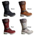 thumbnail image 4 of stanreset Bottes Mi-Mollet pour Femme Chaudes Résistantes à l'Eau d'Hiver à Boucles Lacées Tricotées Mi-Mollet Talon Bas Bout Rond, 4 of 5