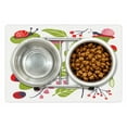 thumbnail image 1 of Nature Pet Mat for Food and Water, Forest Pink Toned Thistle Lily of the Valley Berry and Snails, Non-Slip Rubber Mat for Dogs and Cats, 18" X 12", by Ambesonne, 1 of 2