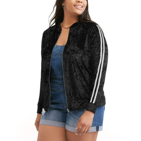 Junior Plus Crushed Velvet Bomber Jacket