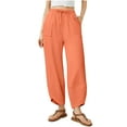 thumbnail image 3 of Women Wide Leg Pants Solid Color Plus Size Baggy Wide-Leg Pants Casual Elastic-Waistband Pocket Pants, 3 of 10