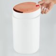 thumbnail image 5 of mDesign Plastic Small Round Trash Can Wastebasket, Swing Lid - White/Rose Gold, 5 of 8