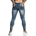 thumbnail image 7 of GINGTTO Men's Skinny Stretch Ripped Tapered Leg Jeans Light Blue, 7 of 7