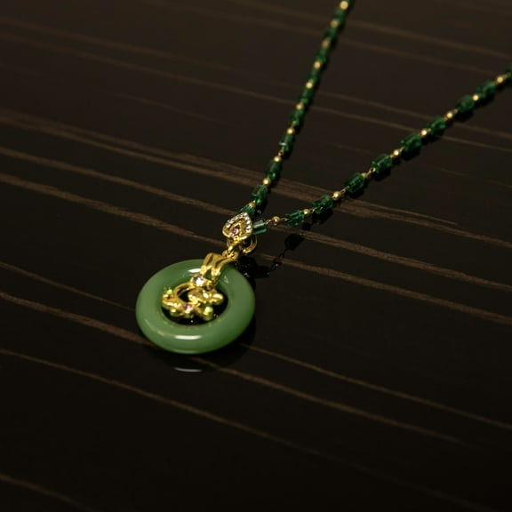 One Piece, Luxury Green Circle and Gold Branch Necklace, Girly Jewelry for Women, Holiday Gifts, Girlfriend Gifts, Jewelry Gifts, Birthday Gifts, Mother's Day Gifts, Party Favors,1