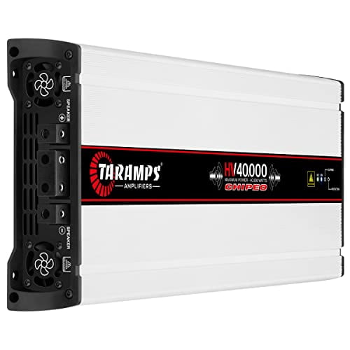 Taramps HV 40000 Chipeo High Voltage Amplifier 0.5 Ohm 40000 Watts Rms 1 Channel with 18 batteries 227VDC Output Power Monoblock Car Audio Amp Class D