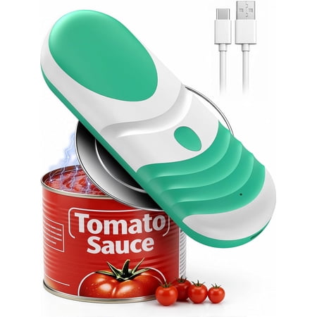 One Touch Automatic Electric Can Opener, Rechargeable, Smooth Edge, Magnetic Lid Catch, for Seniors with Arthritis & Weak Hands, Fits All Cans