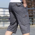 thumbnail image 3 of Christmas Gifts Clearance! SHENGXINY Long Length Cargo Shorts Men Plus Size 6XL Knee Casual Cotton Elastic Waist Bermudas Male Multi-pocket Military Capri, 3 of 5