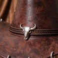 thumbnail image 4 of QSAWXQZ Men's Faux Leather Cowboy Hat Wide Brim with Bull Skull Ornament Halloween Hat Free Size, 4 of 5