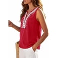 thumbnail image 5 of PRETTYGARDEN Womens Tank Tops Summer Causal V Neck Sleeveless Shirts Floral Print Embroidered Beach Vacation Boho Top, 5 of 7