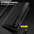 thumbnail image 5 of Dteck Case for for OnePlus Nord N200 5G Hard PU + TPU Leather Fashion Slim Magnetic Kickstand with Business Smart Window Phone Case, Black, 5 of 5