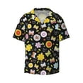 thumbnail image 4 of Uemuo Flower Butterfly Pattern Cotton Linen Short Sleeve Shirts,Casual Lightweight Button Down Shirts,Vacation Beach Summer Tops-3X-Large, 4 of 7