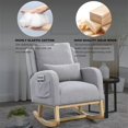 thumbnail image 4 of Rocking Glider Chair for Nursery, Wingback Teddy Accent Rocker Chair with Lumbar Pillow and 2 Side Pockets, 27.5"W Modern High Back Upholstered Armchair Leisure Single Sofa for Living Room, Grey, 4 of 7