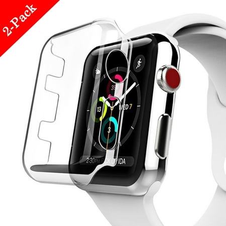 For Apple Watch Series 3 42mm Case, Full Cover Protector Crystal Clear Snap On Cover Case Perfect Fit For Apple Watch Series 3 42mm (Anti-Scratch)(Shock Absorption)(Fingerprint-proof)