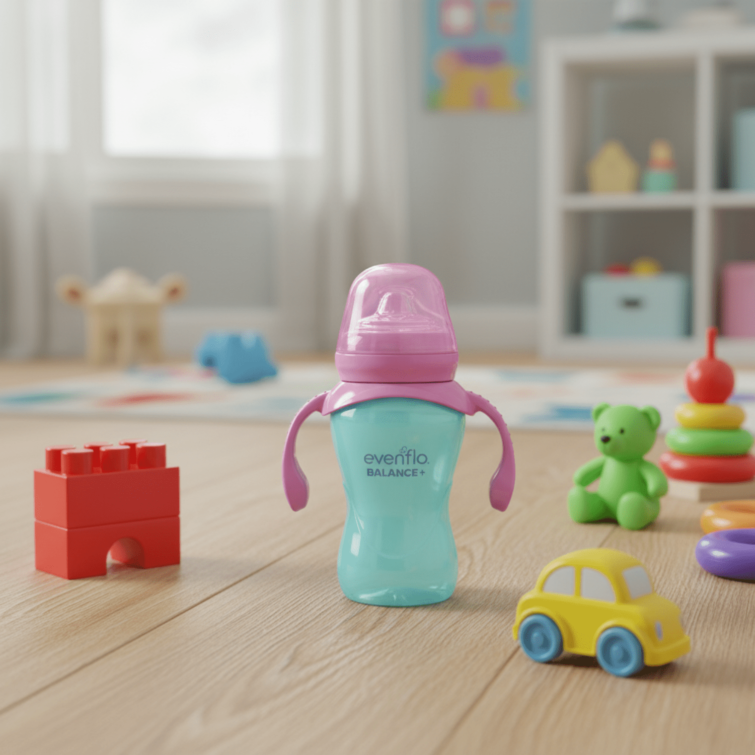 Evenflo Feeding 9 oz Balance Cups, 2-Pack, Pink & Purple, Baby Sippy Cups 6 Months+