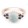 thumbnail image 3 of White Opal & Blue Sapphire In 14k Rose Gold Over Sterling Silver Oval & Round Cut Ring Jewelry For Womens Ring Size-6, 3 of 3