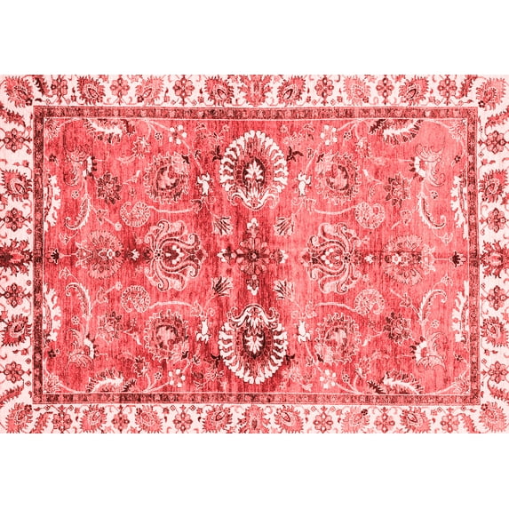 Ahgly Company Machine Washable Indoor Rectangle Oriental Red Traditional Area Rugs, 2' x 3'