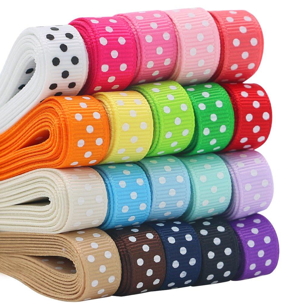 20 different color combinations Lot 3 20 yards of 7/8 inch grosgrain polka dots 
