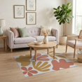 thumbnail image 3 of ODIKA 4'x6' Terracotta And Mustard Abstract Shapes Washable Area Rug Modern Organic Leaf Floral Pattern for Bedroom, Reading Nook, Pet Friendly & Non-Shedding, 3 of 7