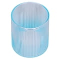 thumbnail image 4 of Taza de vidrio de borosilicato con rayas verticales degradadas para agua, leche, café con leche, capuchino, té, color azul, 4 of 14