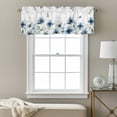 thumbnail image 3 of Navy Blue Floral Kitchen Curtain Valances for Windows Farmhouse Short Curtains, Watercolor Eucalyptus Leaves Butterfly Rod Pocket Valance Curtain for Bedroom Cafe Living Room 42"x18", 3 of 8
